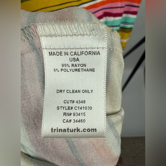 Trina Turk Stripe Bodycon Mini Dress Multicolor Sleeveless Stretch Size S USA - Picture 5 of 5